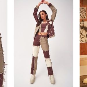 NWT Jaded Ldn brown patchwork jeans